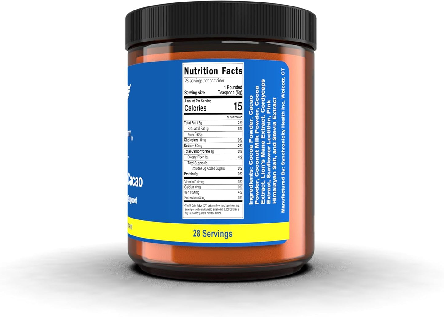 Organic Mushroom Cacao Energy Drink Powder with Adaptogens for Focus & Productivity - Lions Mane, Cordyceps & Cocoa Blend from Yale DRS - Natural Nootropic & Superfood