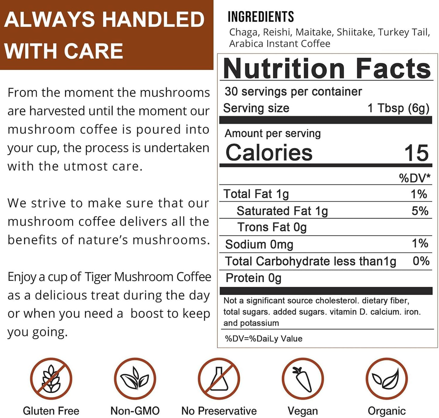 Organic Mushroom Coffee Blend for Gut Health, Energy, Focus, and Brain Support