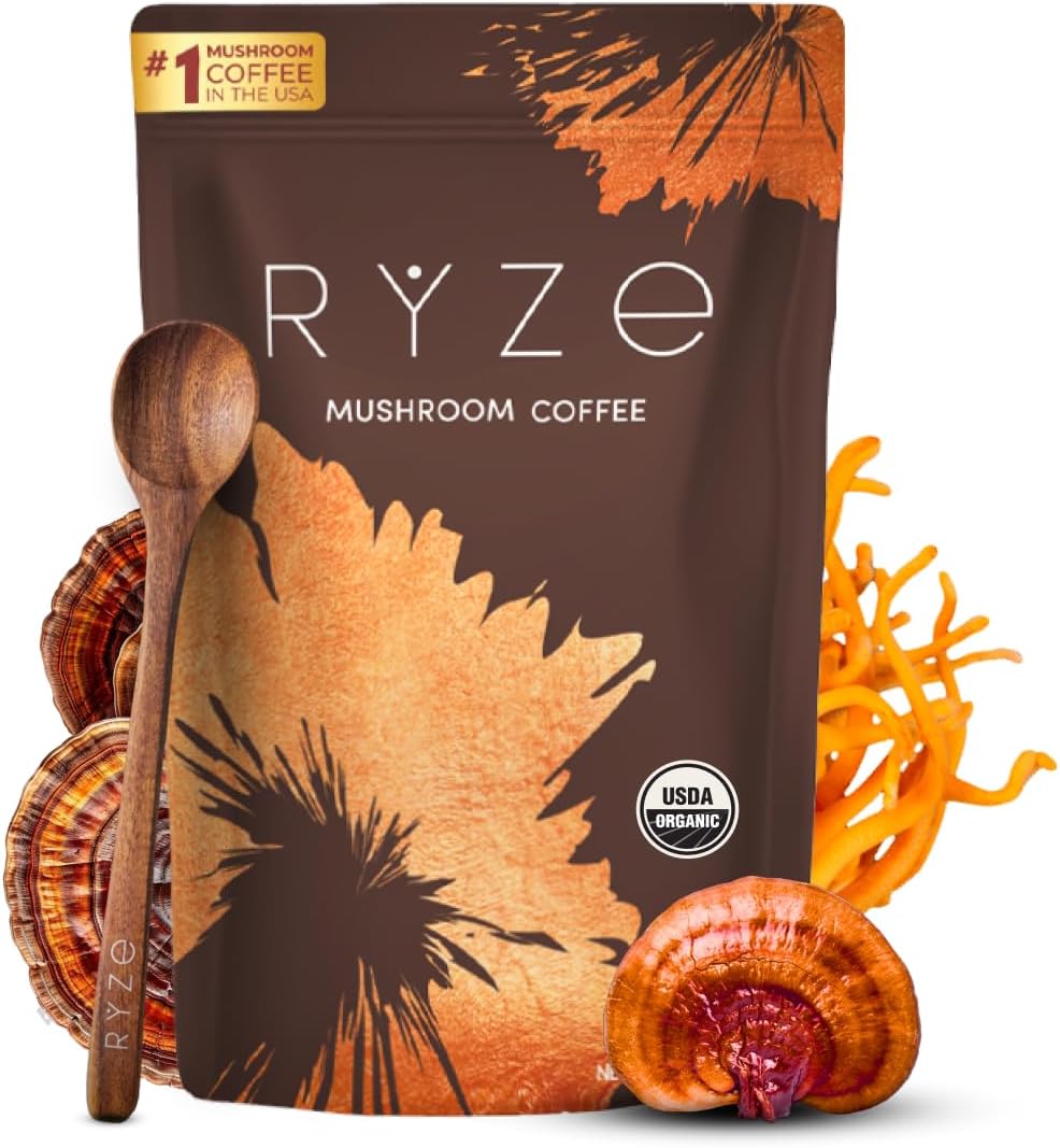 Organic Mushroom Coffee with MCT Oil for Energy, Focus, and Immunity - 30 Servings