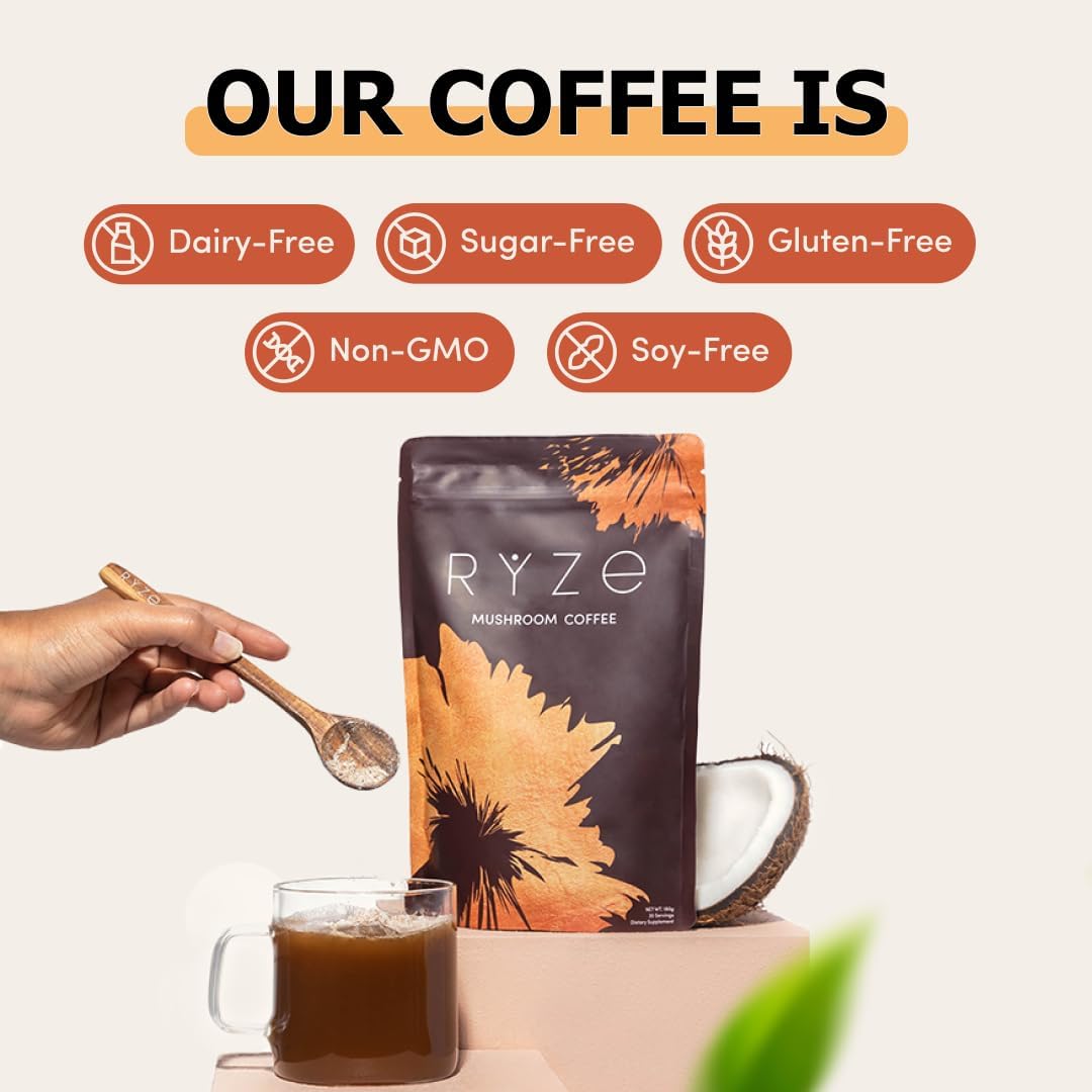 Organic Mushroom Coffee with MCT Oil for Energy, Focus, and Immunity - 30 Servings
