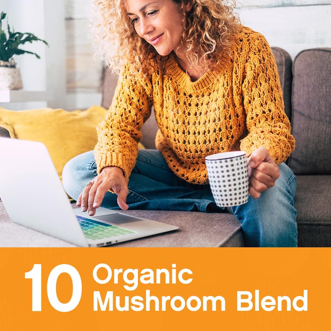 Organic Mushroom Complex Supplement Capsules | 60 Count | 10-in-1 Blend with Lion’s Mane, Chaga, Reishi & More | US Grown