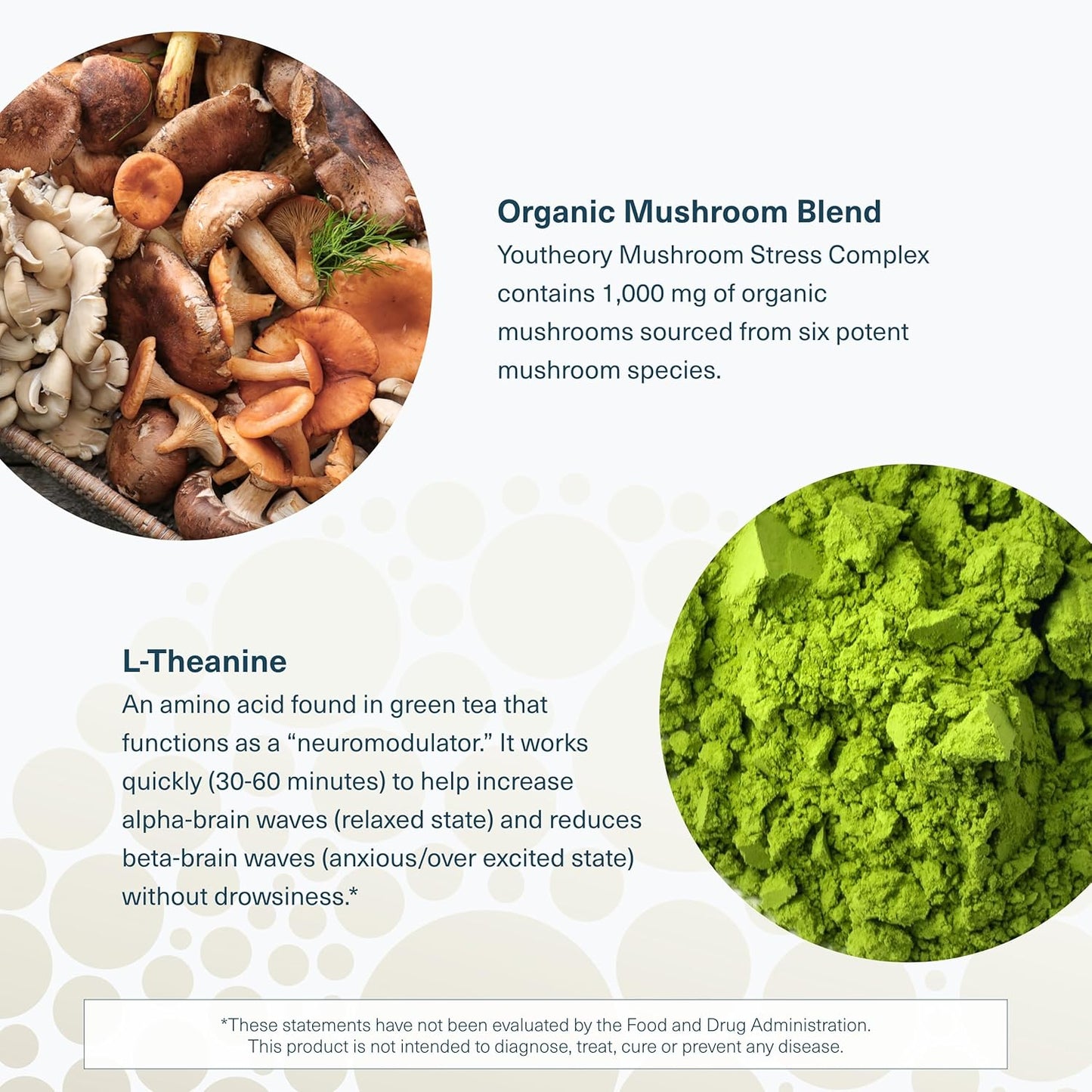 Organic Mushroom Stress Complex with L-Theanine for Stress Reduction and Mental Calmness, 60 Vegetarian Capsules