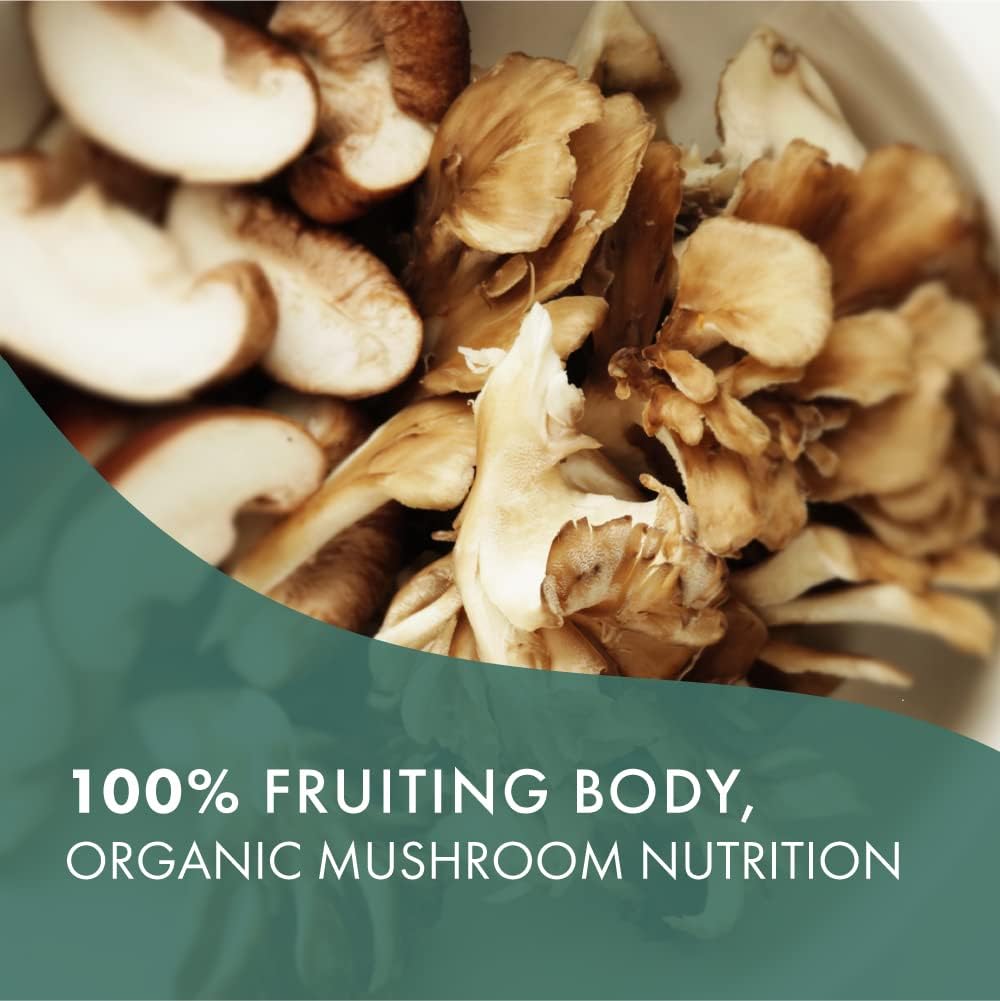 Organic Mushroom Supplement for Immune Support and Energy - Pure Essence Labs MycoMune 4X - Reishi, Lion's Mane, Cordyceps, Chaga, Shiitake, Maitake - 30 Capsules