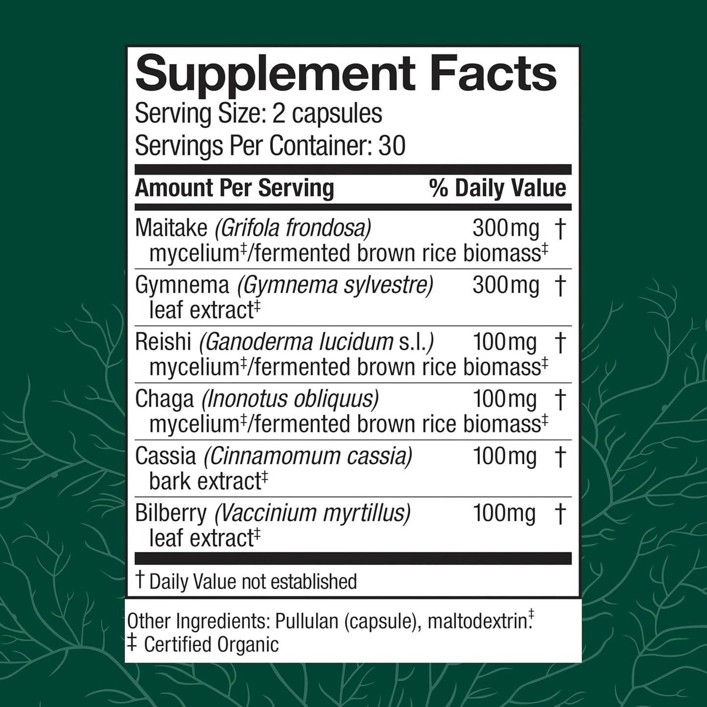 Organic MycoBotanicals Capsules - Immune Support Supplement with Chaga, Reishi & Maitake Mushrooms - Mushroom Mycelium Formula for Wellness - 60 Capsules (30 Servings)