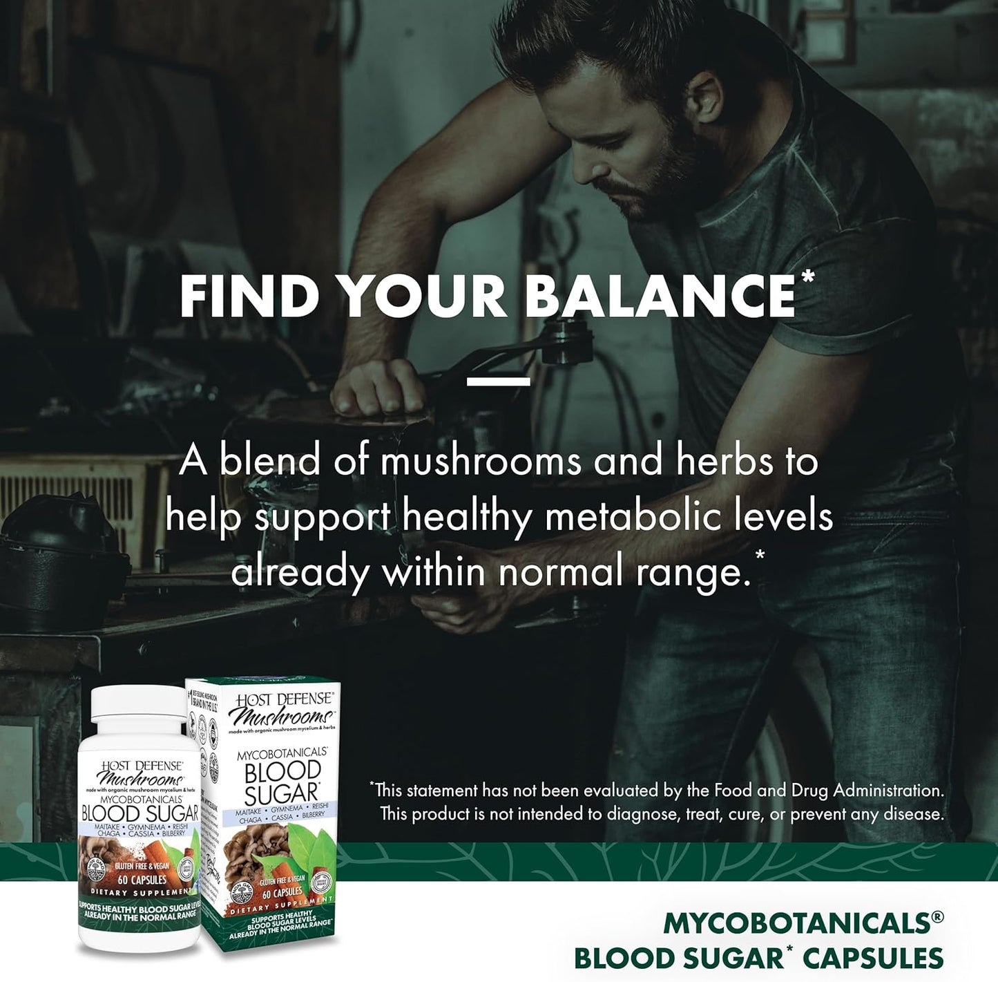 Organic MycoBotanicals Capsules - Immune Support Supplement with Chaga, Reishi & Maitake Mushrooms - Mushroom Mycelium Formula for Wellness - 60 Capsules (30 Servings)