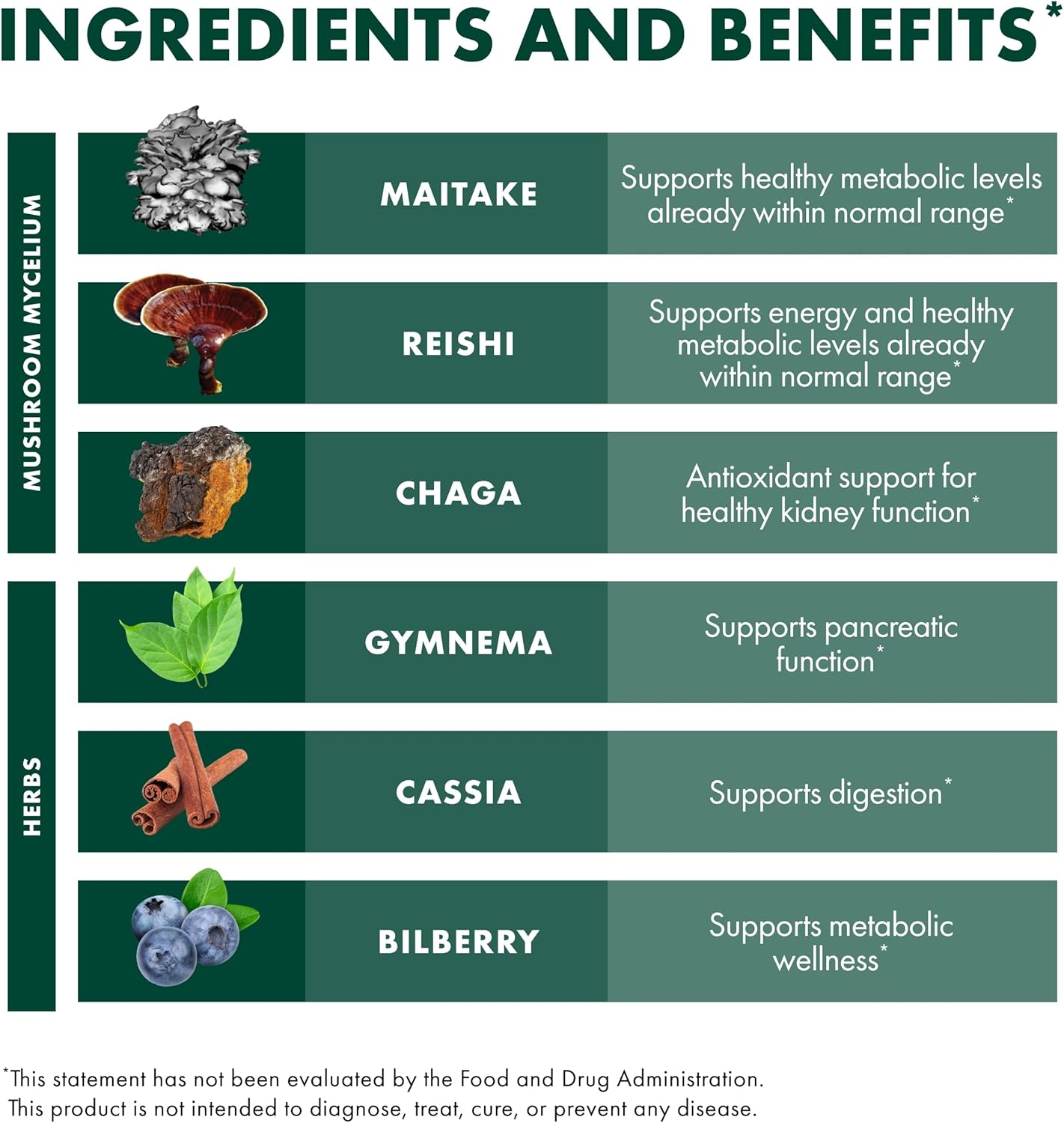 Organic MycoBotanicals Capsules - Immune Support Supplement with Chaga, Reishi & Maitake Mushrooms - Mushroom Mycelium Formula for Wellness - 60 Capsules (30 Servings)