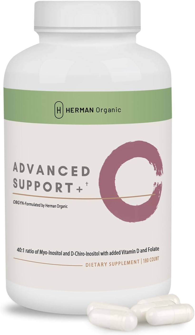 Organic Myo-Inositol & D-Chiro Inositol Capsules - Hormonal Mood Support for Ovarian & Reproductive Health - Women's Hormone Supplement - 180 Count