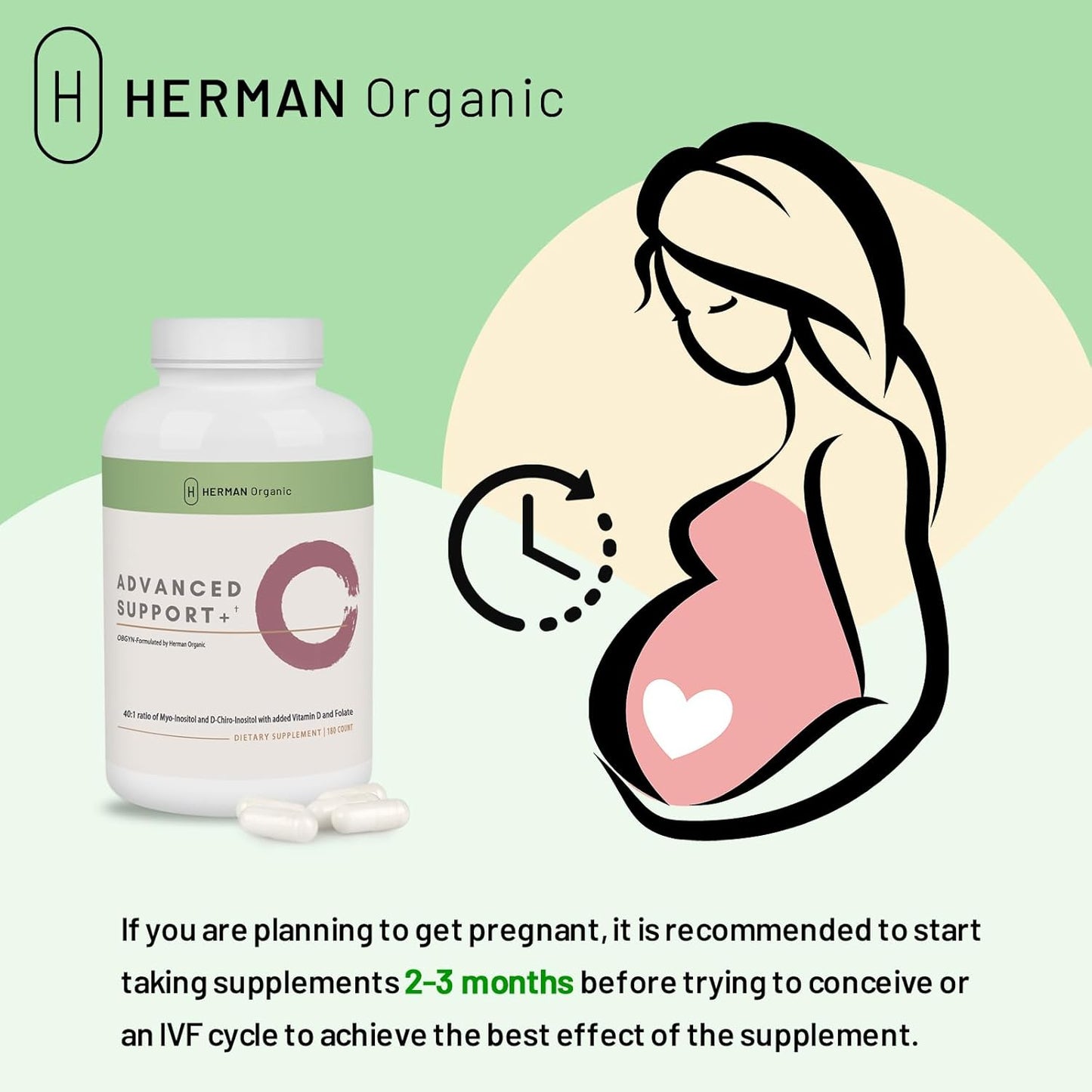 Organic Myo-Inositol & D-Chiro Inositol Capsules - Hormonal Mood Support for Ovarian & Reproductive Health - Women's Hormone Supplement - 180 Count