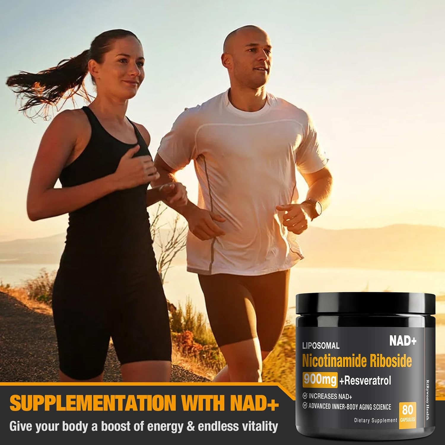 Organic NAD+ Supplement with NR & Resveratrol Quercetin for Healthy Aging - 80 Capsules