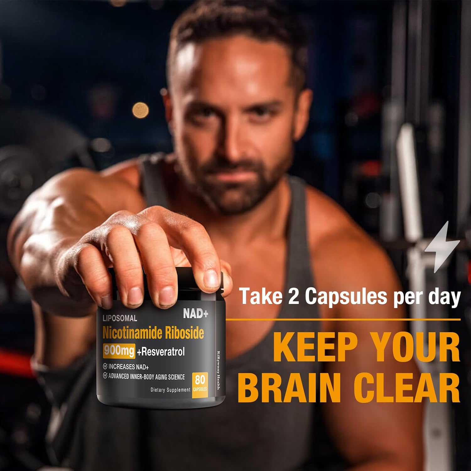 Organic NAD+ Supplement with NR, Resveratrol & Quercetin for Cellular Repair and Brain Health 900mg - RiRywony Health