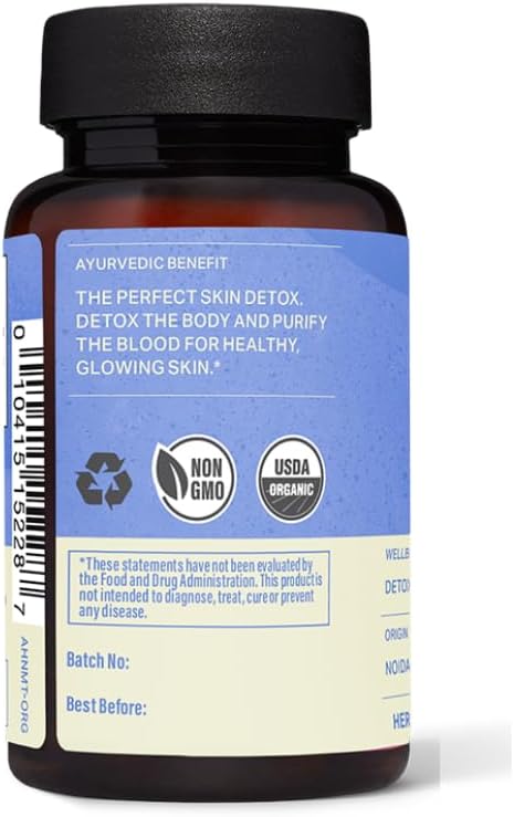 Organic Neem Herbal Supplement Tablets - Blood Purifying & Skin Care Support | Promotes Glowy & Clear Skin | 100% Organic (60 Tablets, 500mg)