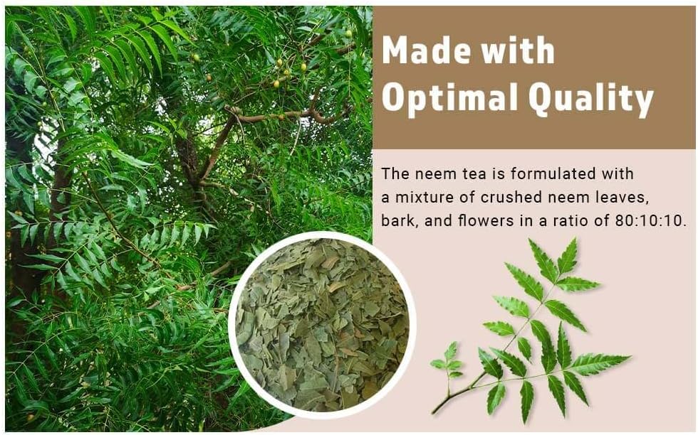 Organic Neem Triple Complex T Cut for Fresh Leaf Tea - 8 oz (Pack of 2) - Neem Leaves, Bark, Flower in 80:10:10 Ratio