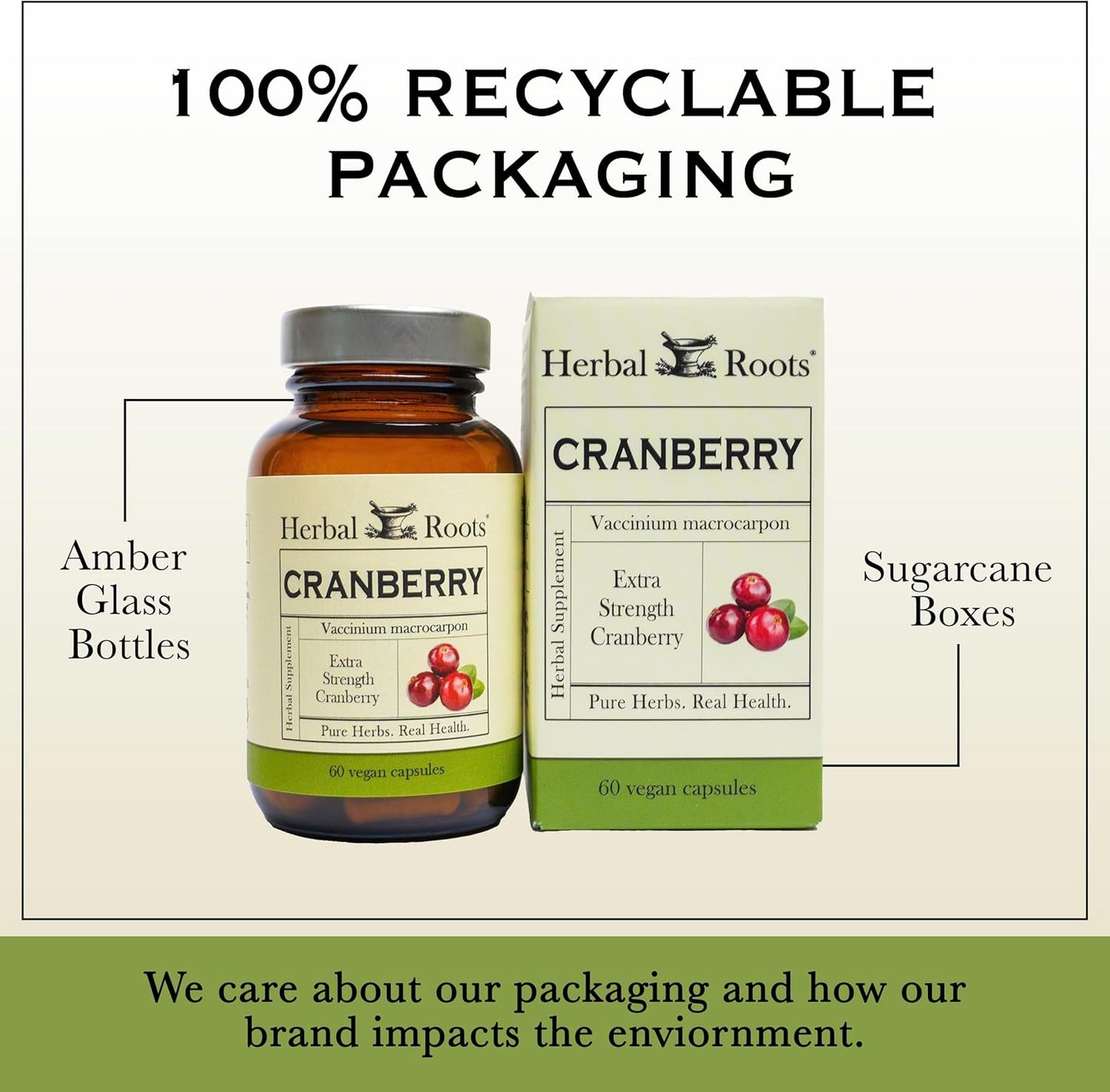 Organic Nettle Cranberry Pills for Urinary Tract Health - 60 Vegan Capsules for Women & Men - Herbal Roots Extra Strength