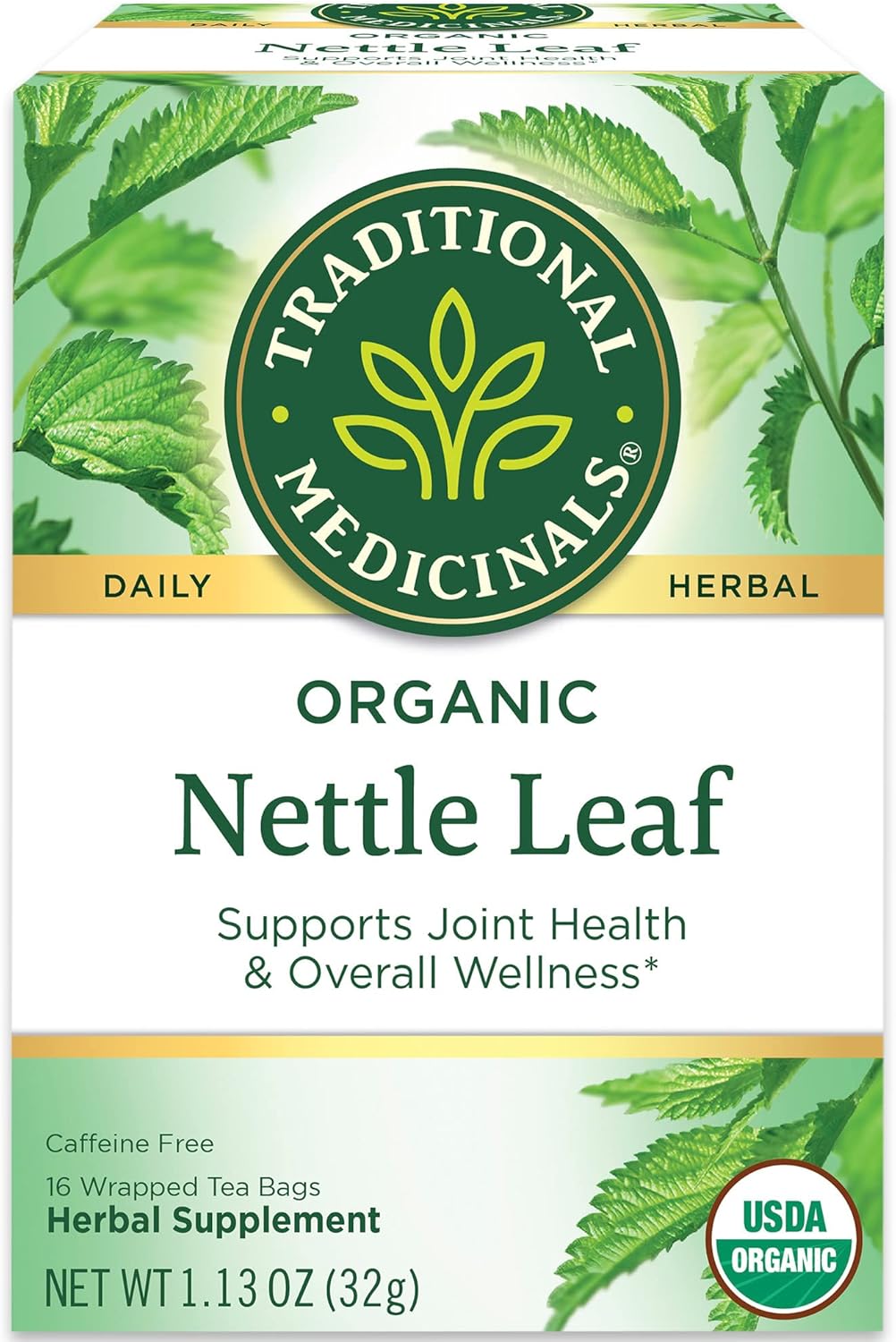 Organic Nettle Leaf Herbal Tea for Joint Health - Pack of 2 (32 Tea Bags)