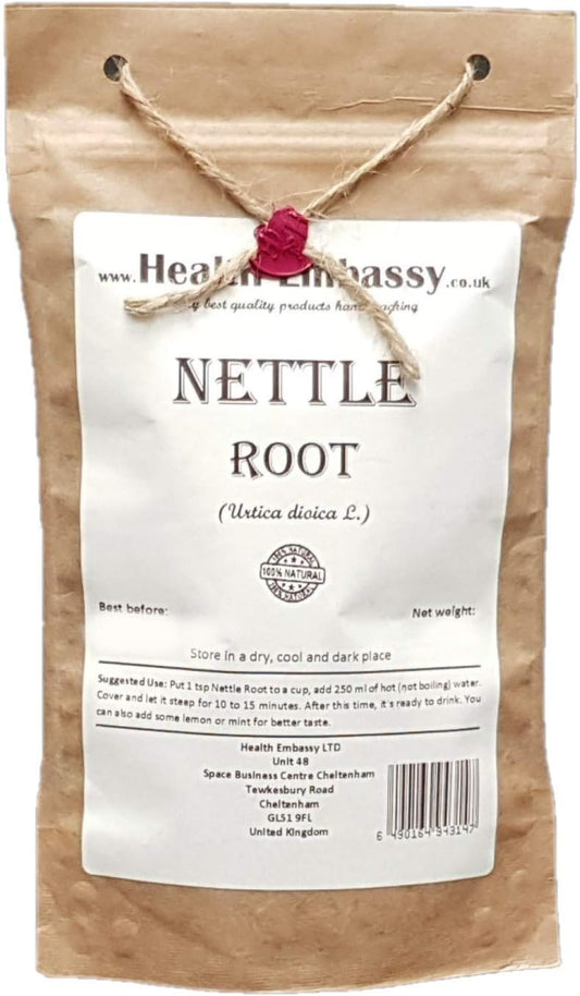 Organic Nettle Root Powder - Health Embassy - Pure and Natural Herbal Supplement (50g)
