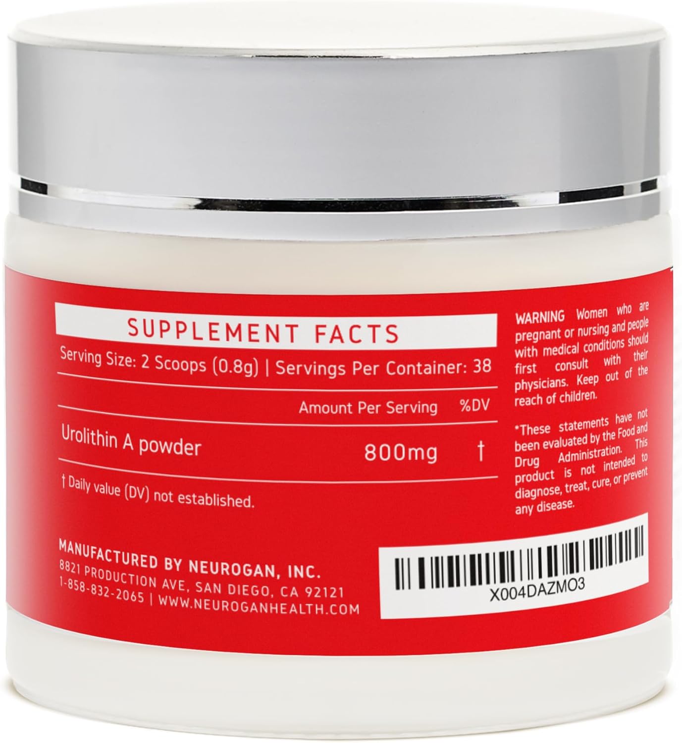 Organic Neurogan Urolithin A Powder for Cellular Health & Energy | Vegan 800 MG Formula | Gluten-Free & Non-GMO | 30.4 G