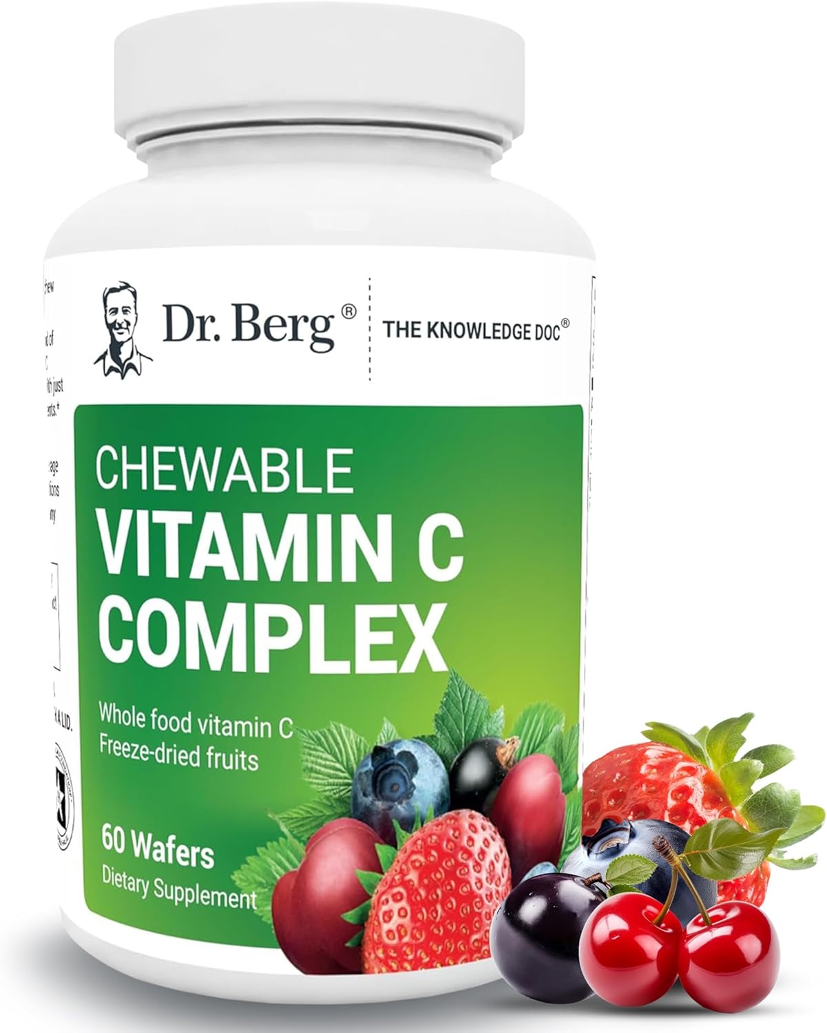 Organic Non-GMO Berry Chewable Vitamin C Complex - 60 Delicious Wafers by Dr. Berg Nutritionals