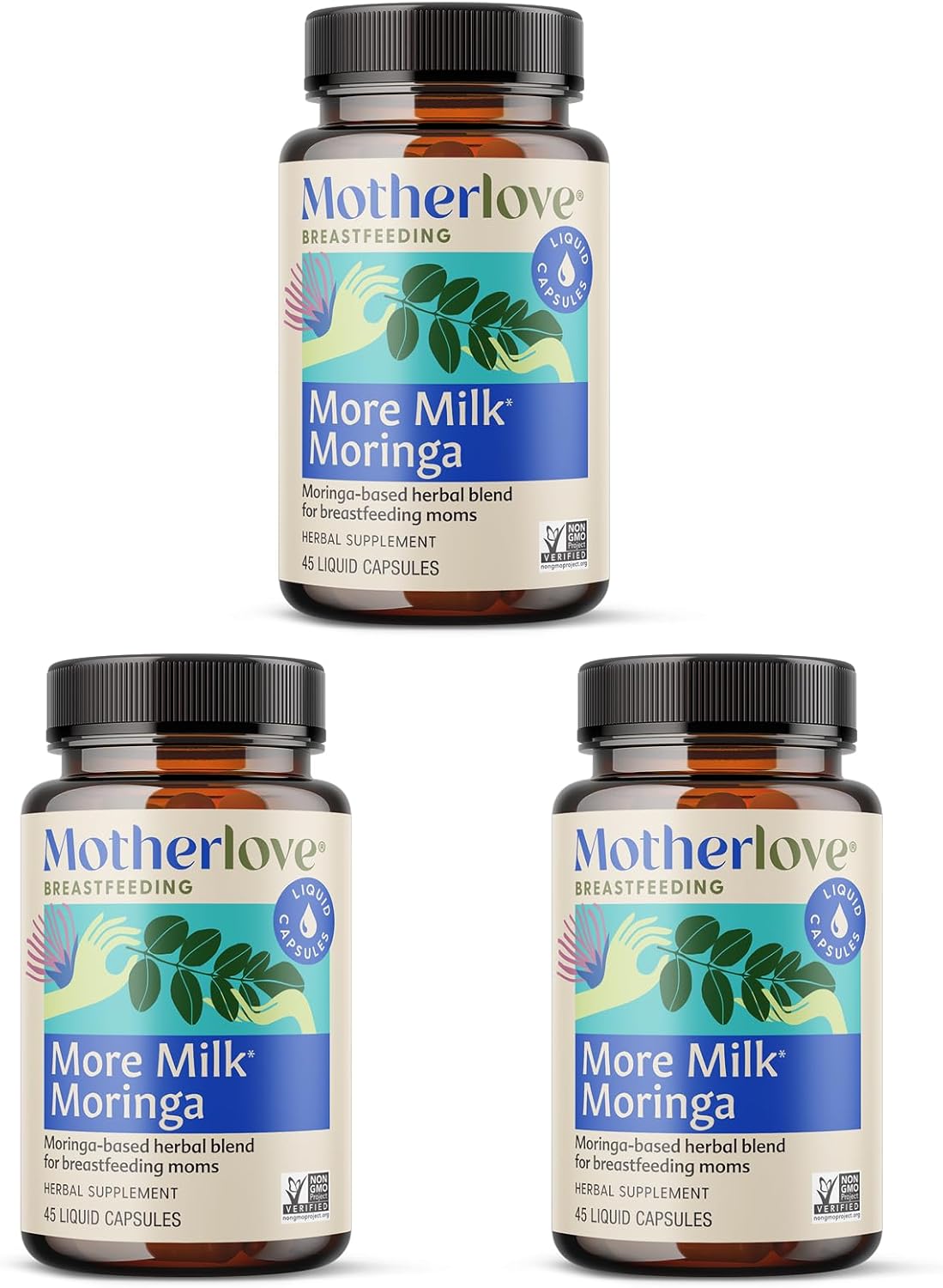 Organic Non-GMO Moringa Lactation Supplement (135 Liquid caps) for Breast Milk Supply - Vegan & Kosher Formula by Motherlove