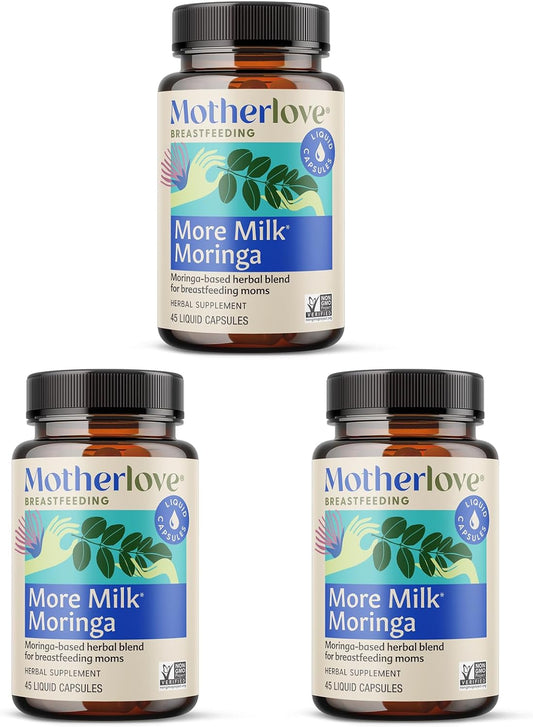 Organic Non-GMO Moringa Lactation Supplement (135 Liquid caps) for Breast Milk Supply - Vegan & Kosher Formula by Motherlove