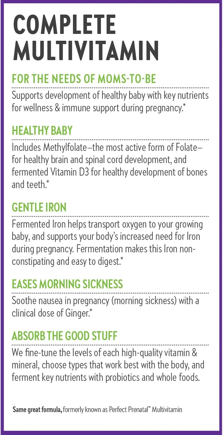Organic Non-GMO Prenatal Vitamins with Folate, Iron, and Vitamin D3 for Healthy Mom and Baby - 270ct