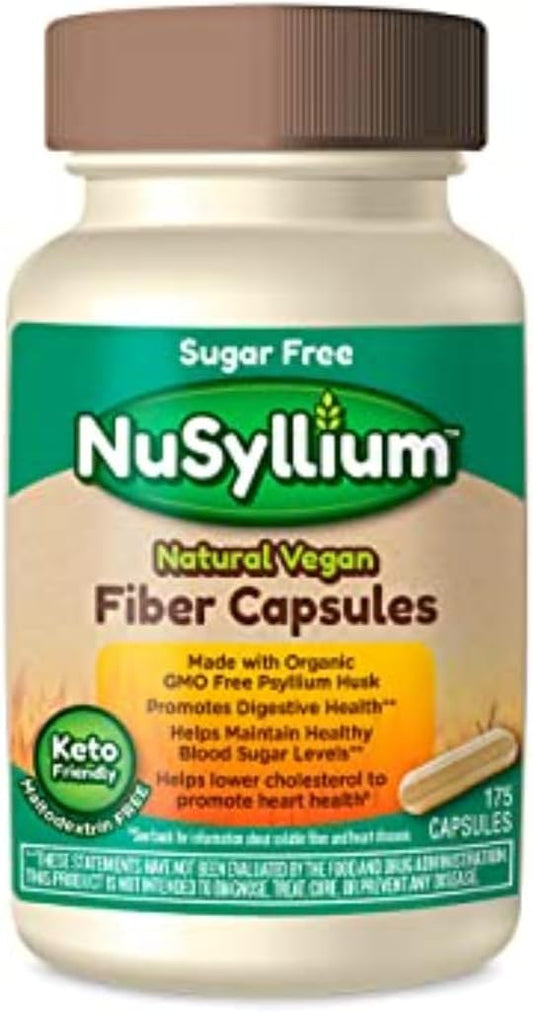 Organic NuSyllium Psyllium Husk Capsules - 175 Count, Sugar-Free, Vegan, Keto-Friendly Fiber Supplement for Digestive Health*