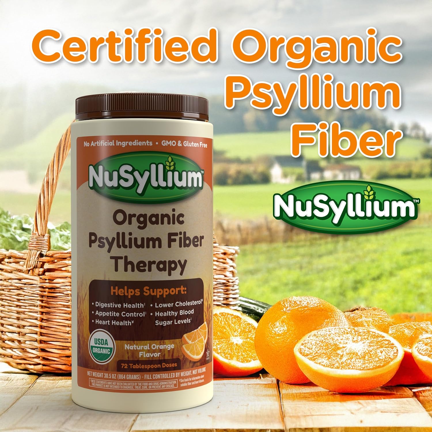 Organic NuSyllium Psyllium Husk Powder with Brown Sugar - 21 Oz, 85 Servings, Digestive Health Supplement*