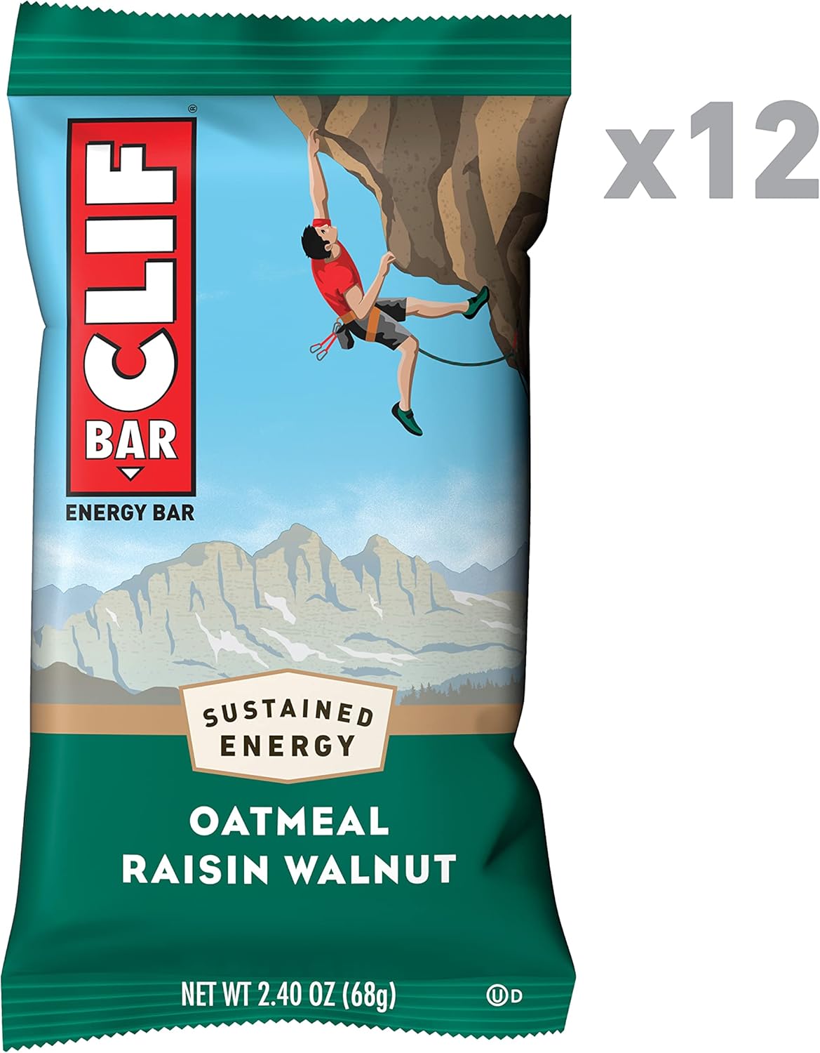 Organic Oatmeal Raisin Walnut Energy Bars - Plant Based & Vegetarian - Kosher - 2.4 oz Protein Bars (12 pack)