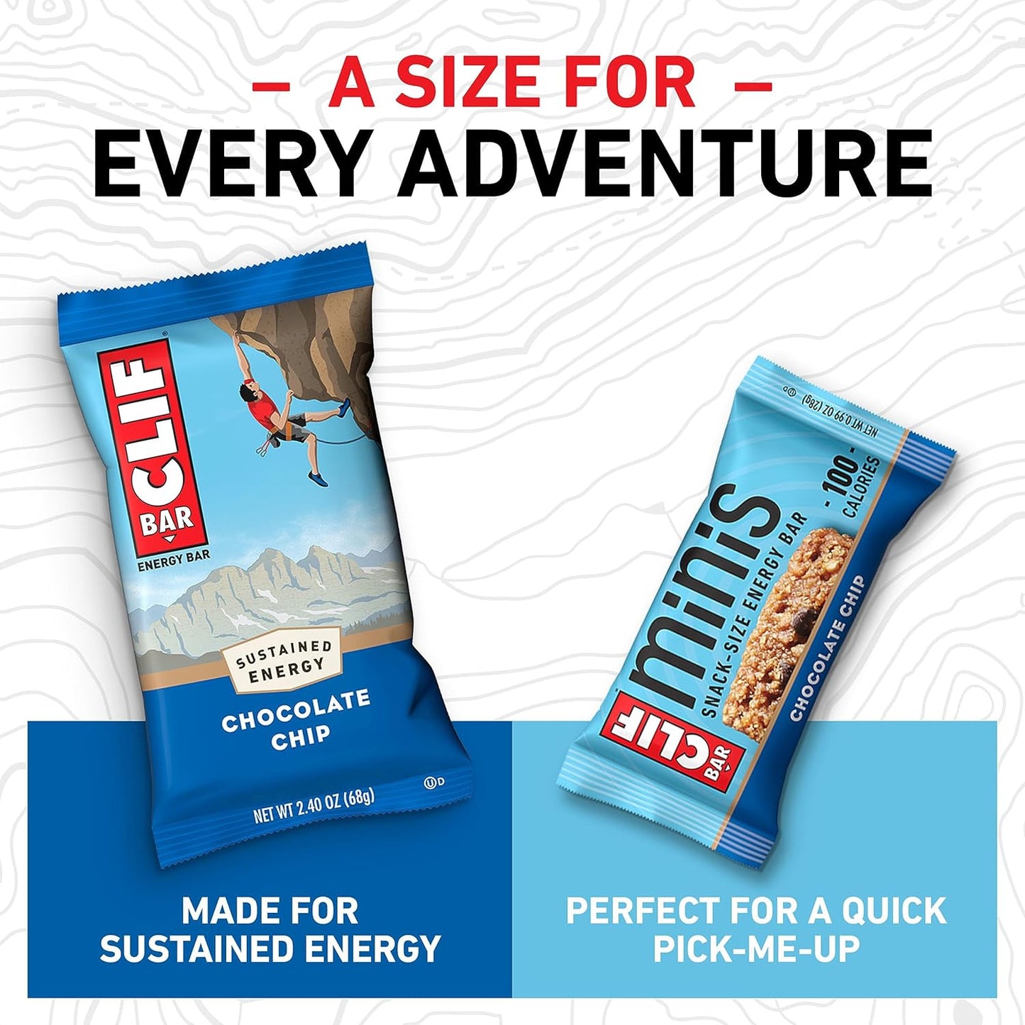 Organic Oats Chocolate Chip CLIF BAR Energy Bars - Full Size and Mini - Plant Based Non-GMO - 20 Count - 2.4 oz. and 0.99 oz.
