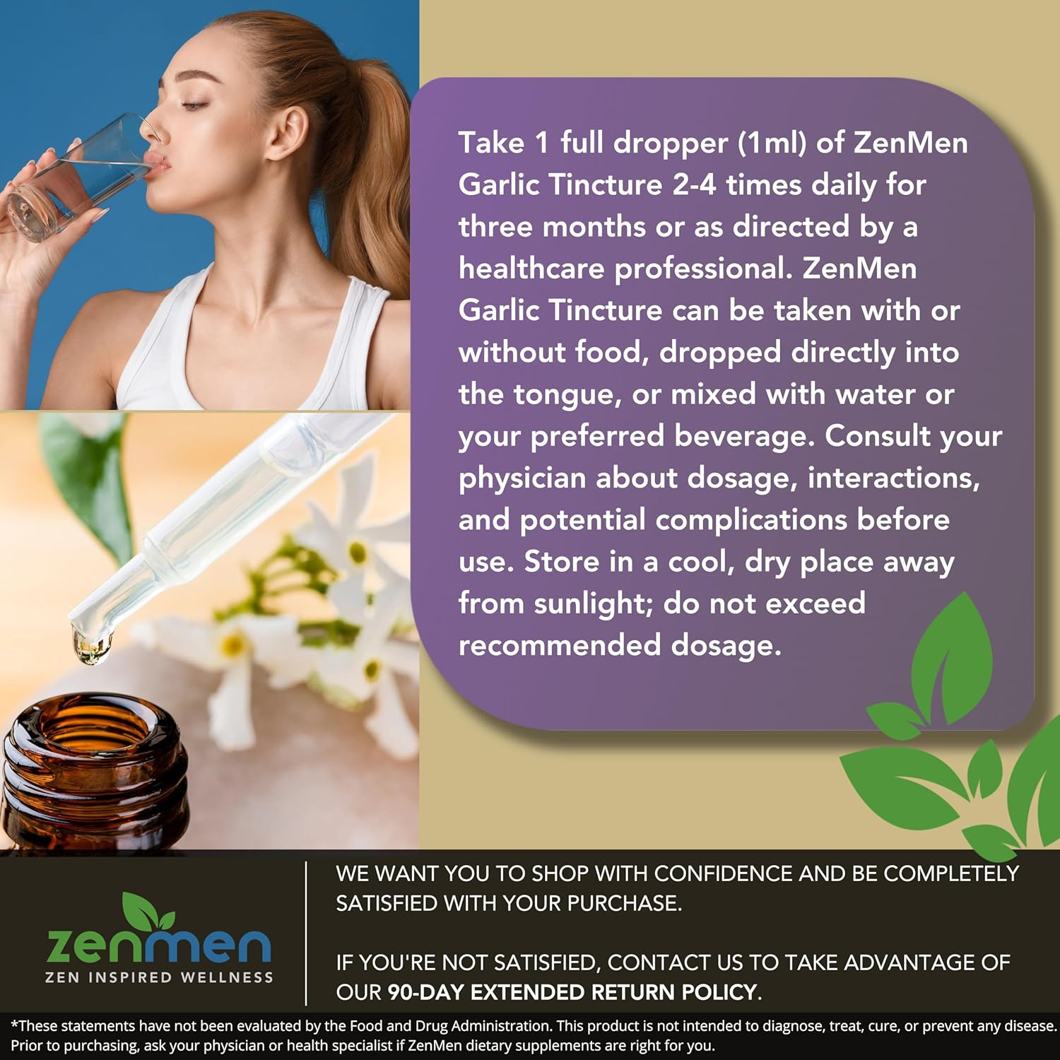 Organic Odorless Garlic Extract Tincture for Immune Support - Antioxidant Source - 2.32 oz (60ml) - Vegan - Made in USA