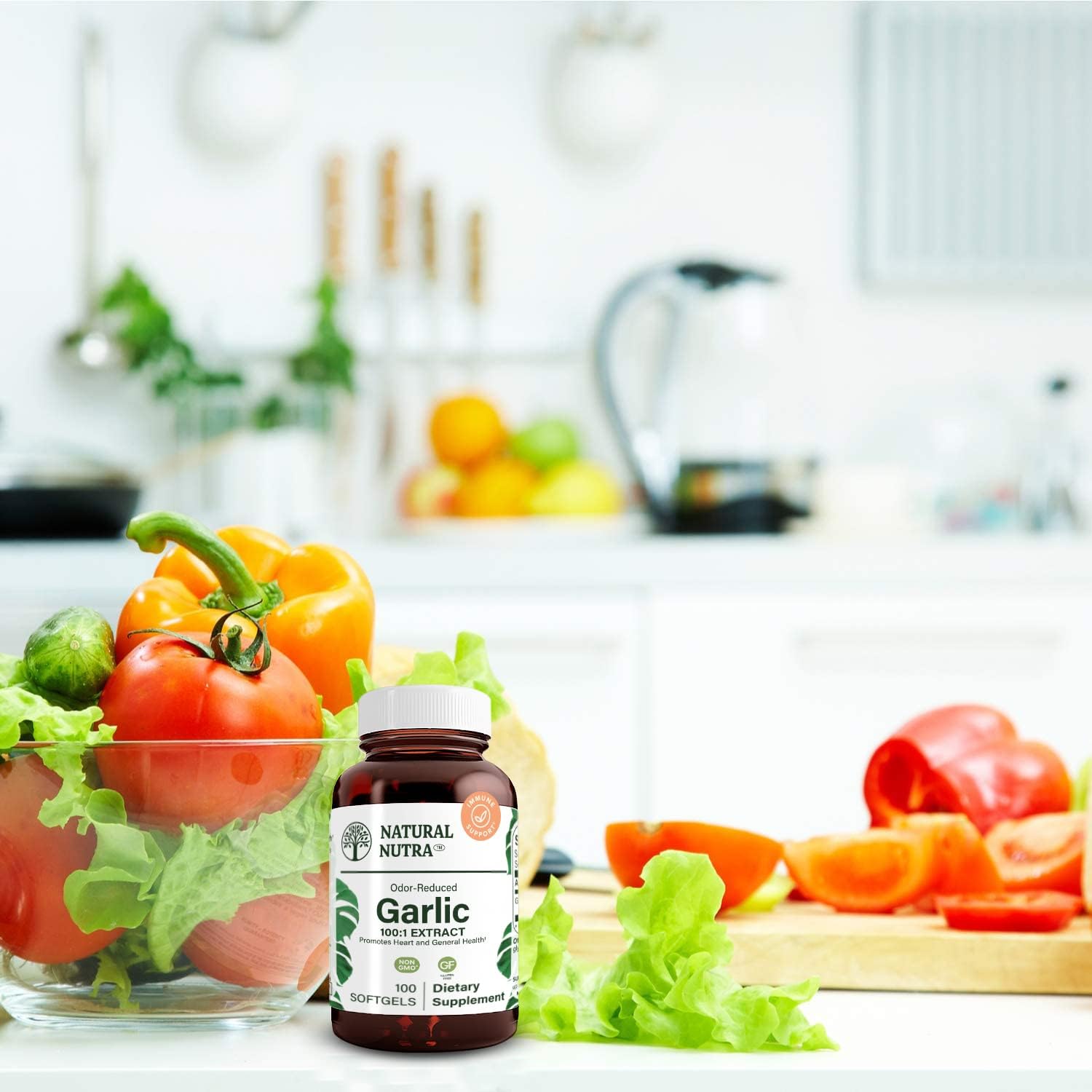 Organic Odorless Garlic Oil Supplement for Heart & Skin Health, Immune Support - 500mg, 100 Softgels