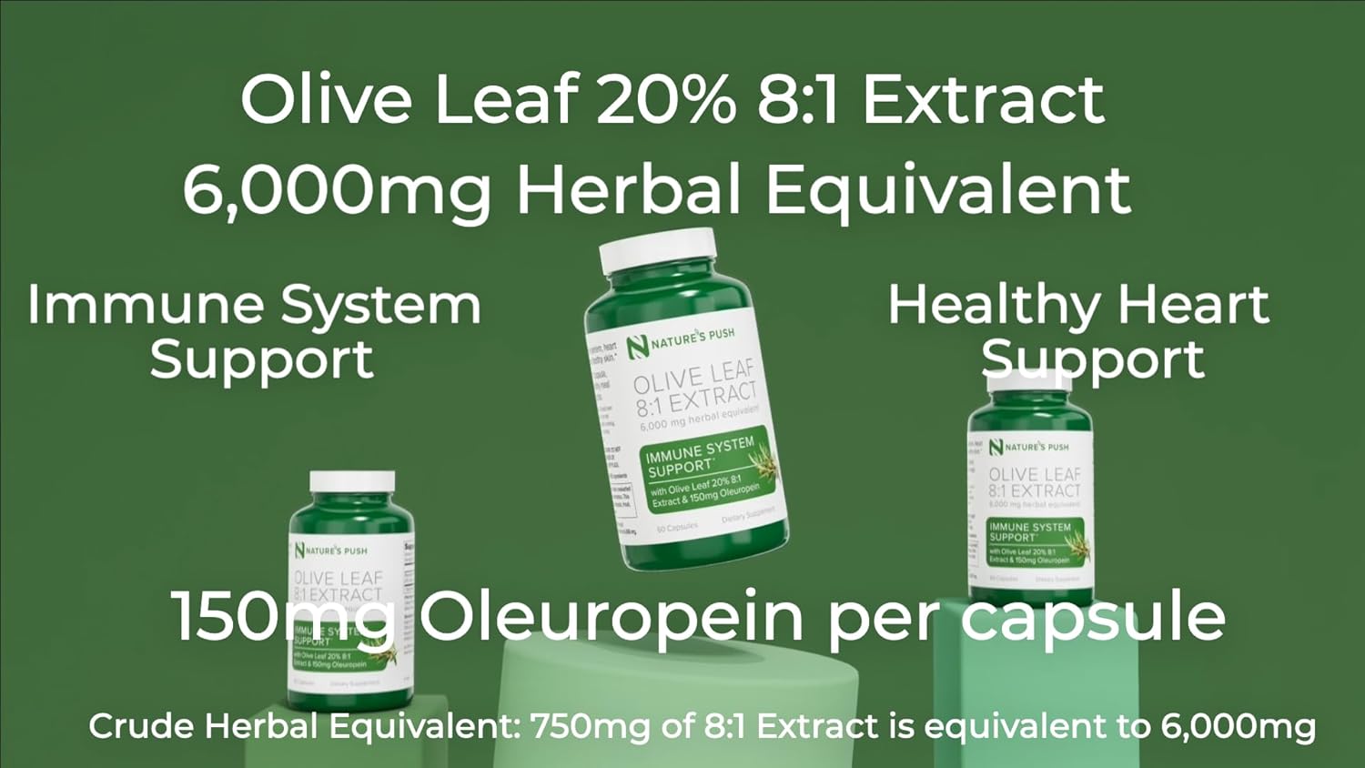 Organic Olive Leaf Extract Capsules - High-Potency 8:1 Extract with 20% Oleuropein for Immune, Skin, & Heart Health - Antioxidant Rich, Vegan, Non-GMO, Gluten-Free - 60 Capsules, 2 Month Supply