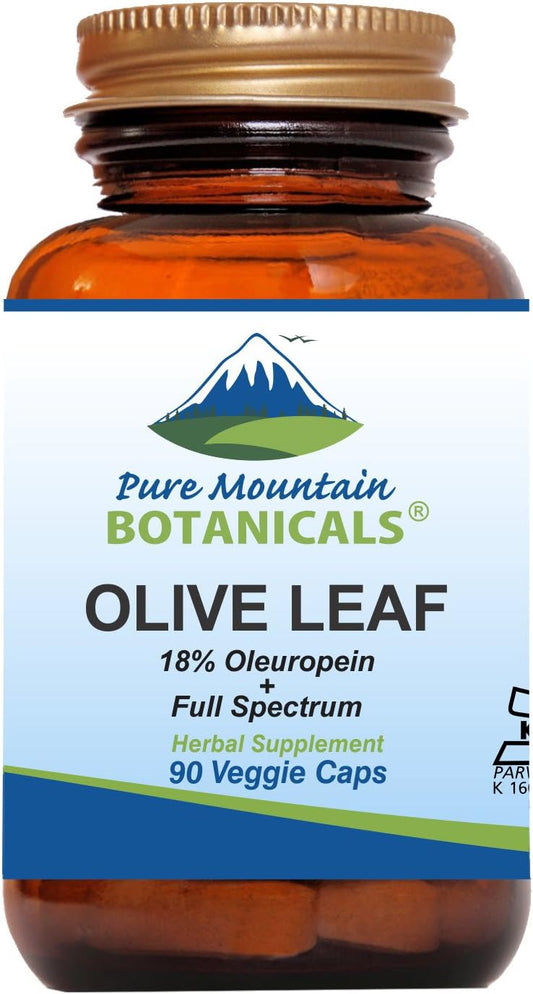 Organic Olive Leaf Extract Capsules - Vegan Kosher Supplement with 400mg Potent Extract - Pure Mountain Botanicals