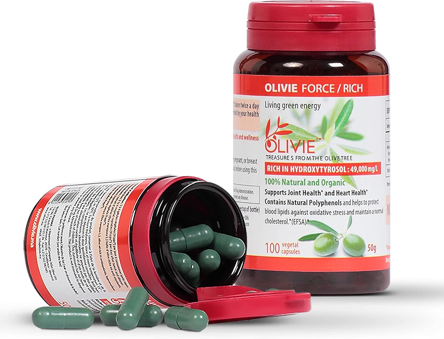 Organic Olive Leaf Extract Capsules for Adults | Olivie Force/Rich Polyphenol Supplement | Antioxidant Health Support | 100 Vegetal Capsules