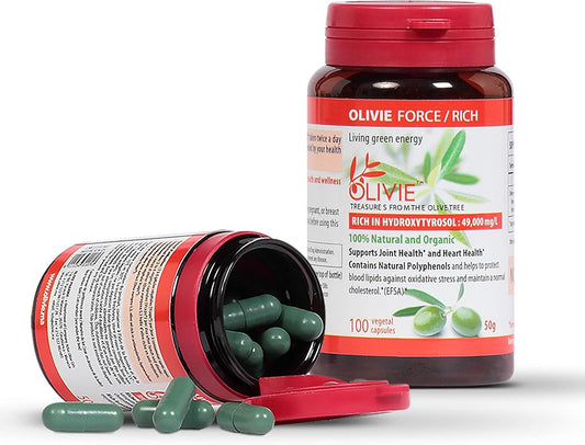 Organic Olive Leaf Extract Capsules for Adults | Olivie Force/Rich Polyphenol Supplement | Antioxidant Health Support | 100 Vegetal Capsules