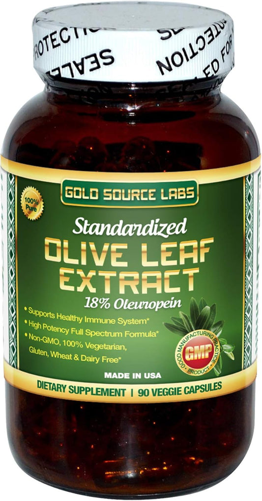 Organic Olive Leaf Extract Capsules with Standardized Oleuropein - 90 Vegetarian Caps, 400mg Immune Support