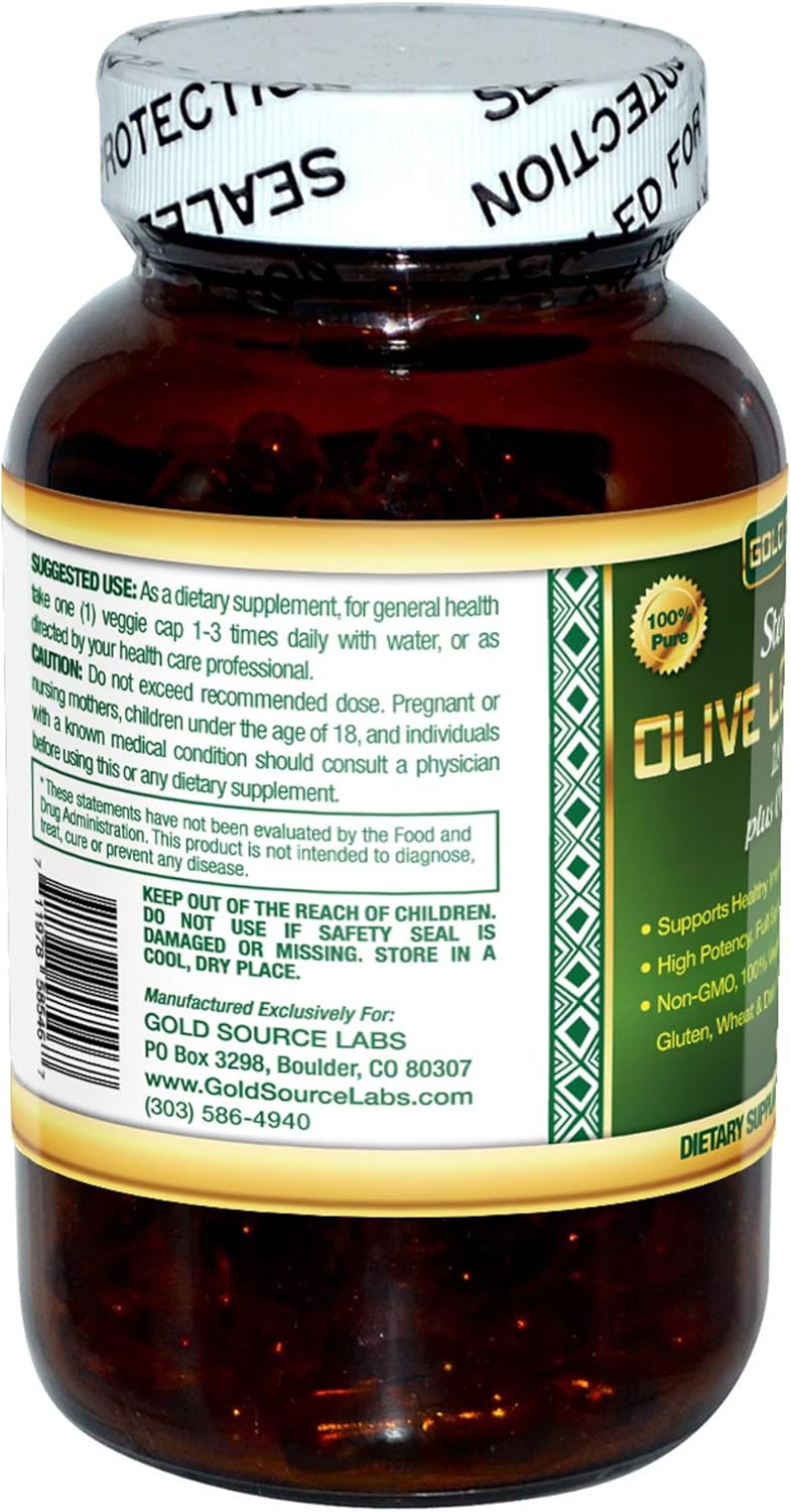 Organic Olive Leaf Extract Capsules with Standardized Oleuropein - 90 Vegetarian Caps, 400mg Immune Support