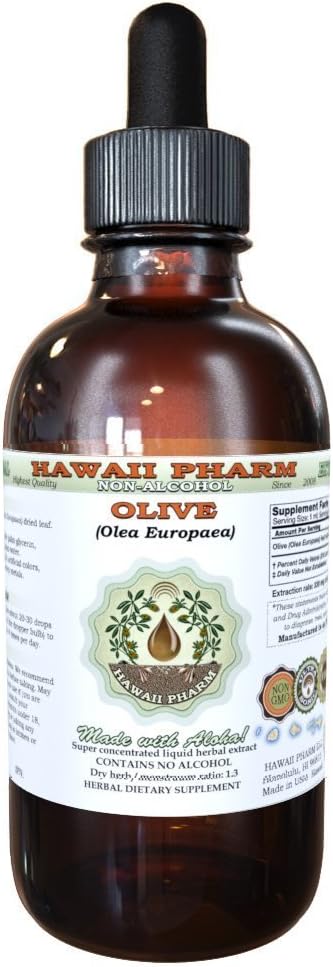 Organic Olive Leaf Glycerite Extract - Alcohol-Free Herbal Supplement - 2 fl.oz by Hawaii Pharm