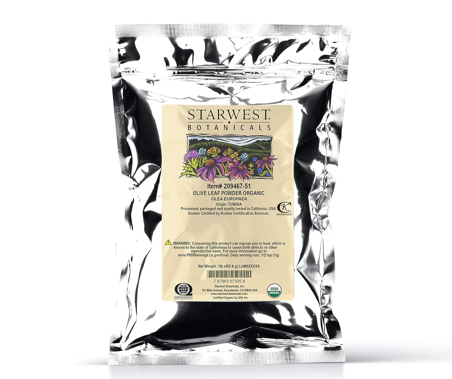 Organic Olive Leaf Powder - 1 Pound by Starwest Botanicals