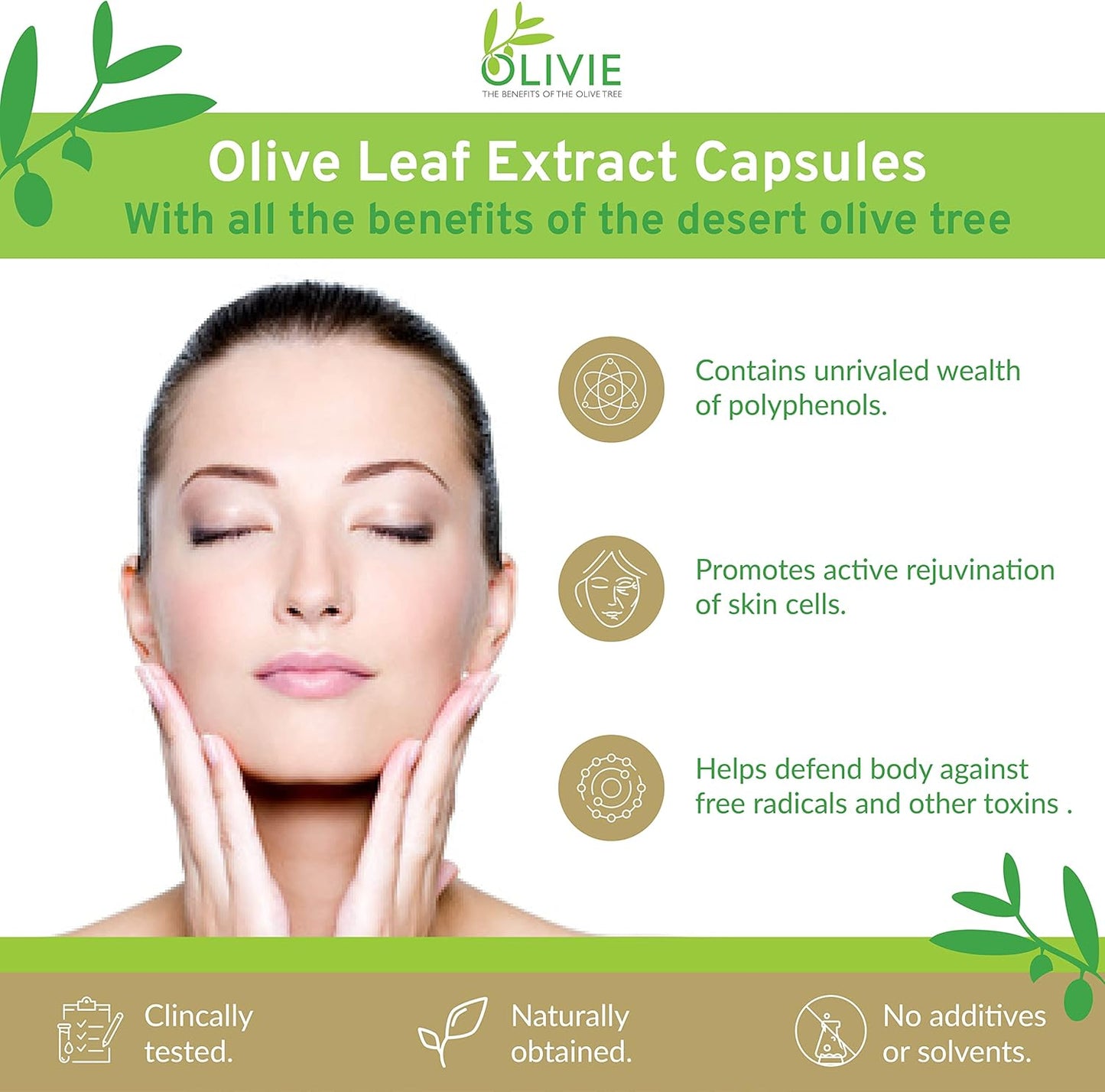 Organic Olivie Olive Leaf Extract Capsules with Antioxidant Polyphenols - Hydroxytyrosol & Oleuropein for Anti Aging - 40 Capsules