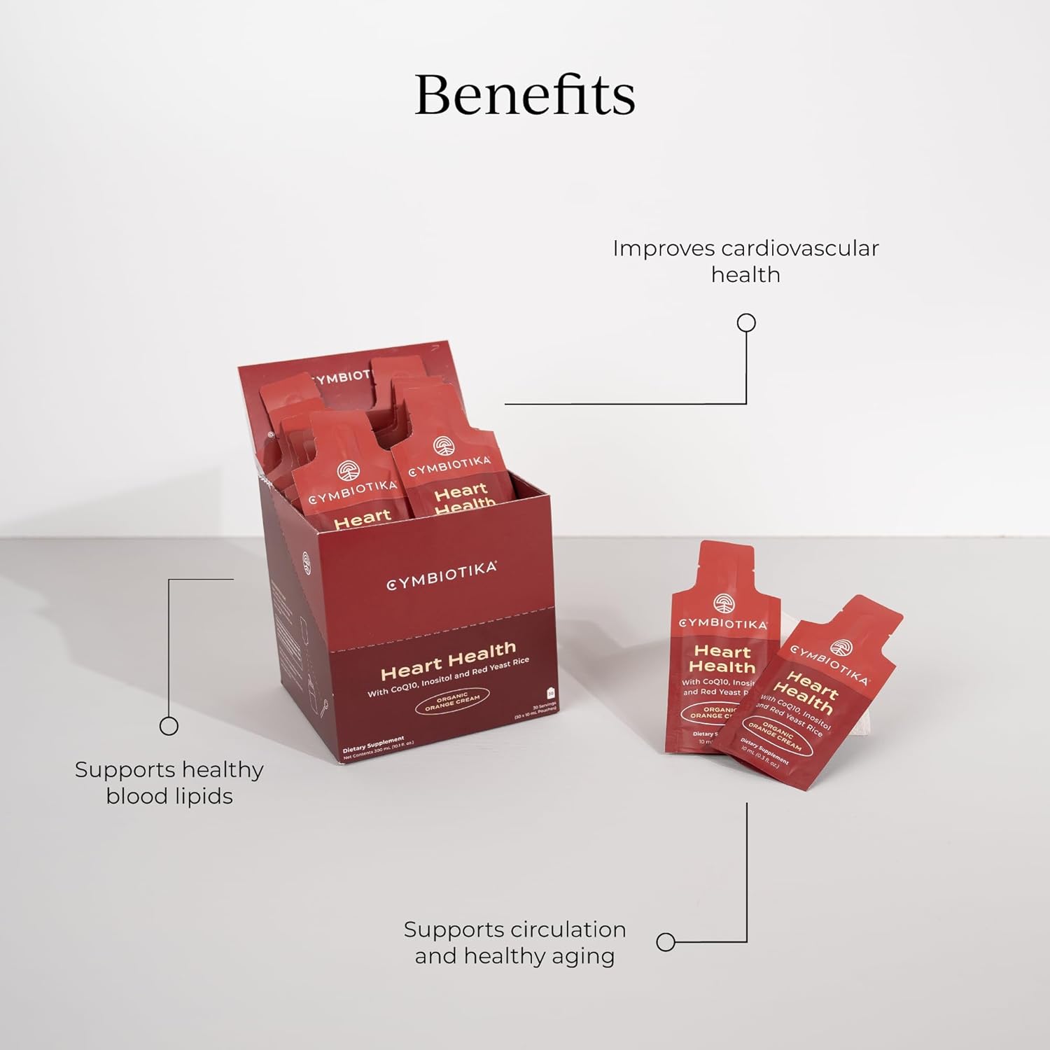 Organic Orange Cream Heart Health Supplement with CoQ10, Red Yeast Rice & Inositol - Gluten Free, Supports Circulation & Aging - 30 Pack