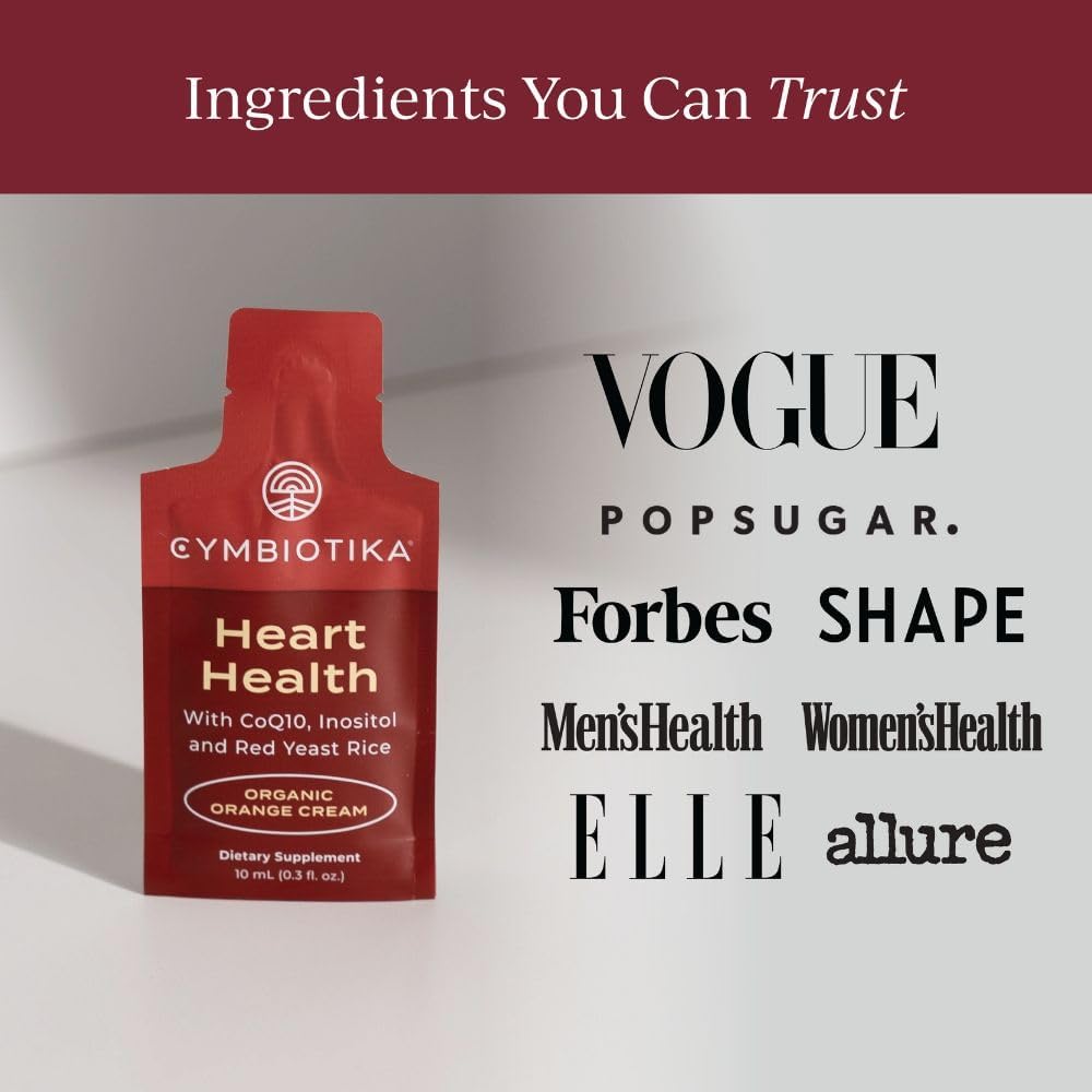 Organic Orange Cream Heart Health Supplement with CoQ10, Red Yeast Rice & Inositol - Gluten Free, Supports Circulation & Aging - 30 Pack