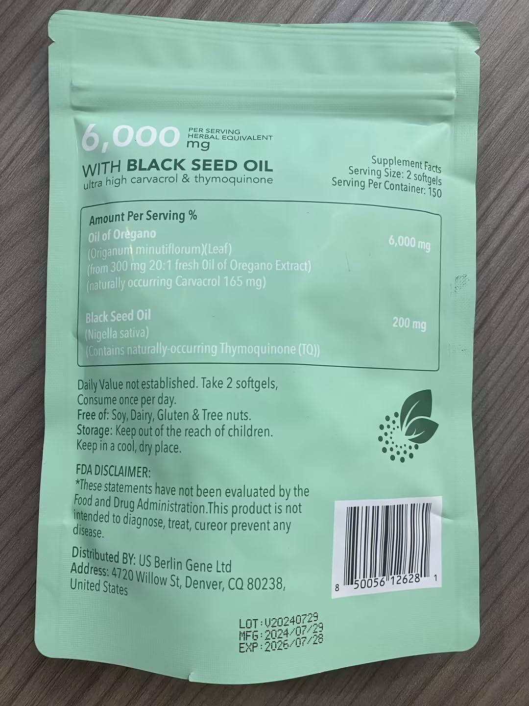 Organic Oregano and Black Seed Oil Softgels | 300 Count Capsules | Non-GMO Gluten Free Extract | Aceite de Oregano Pill