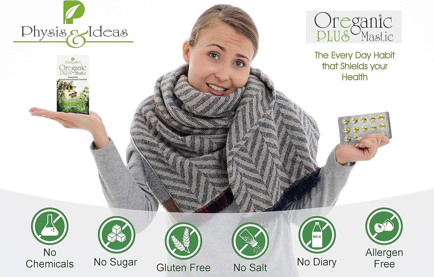 Organic Oregano Essential Oil Capsules with Chios Mastic Gum Oil - Immune Booster and Intestinal Support - Non-GMO - 30 Count