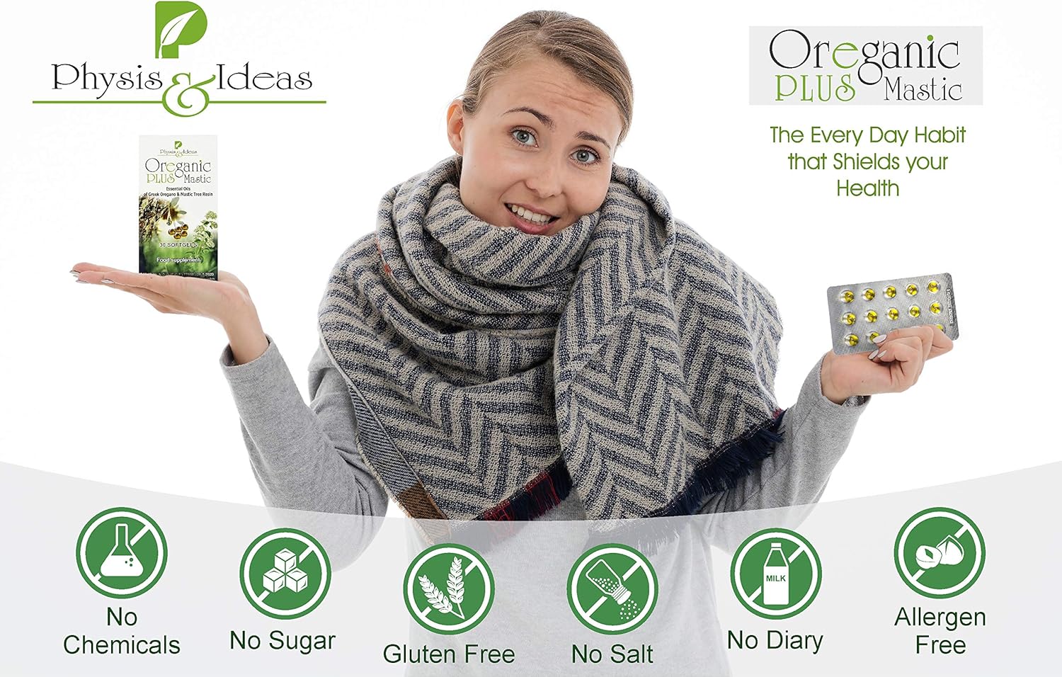 Organic Oregano Essential Oil Capsules with Chios Mastic Gum Oil - Immune Booster and Intestinal Support - Non-GMO - 30 Count