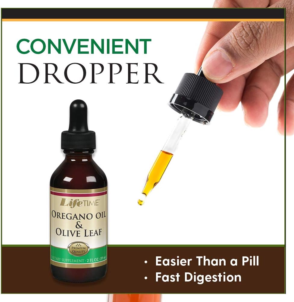 Organic Oregano Oil and Olive Leaf Drops for Immune System Support | Made in USA | 2 FL oz | 59 Servings