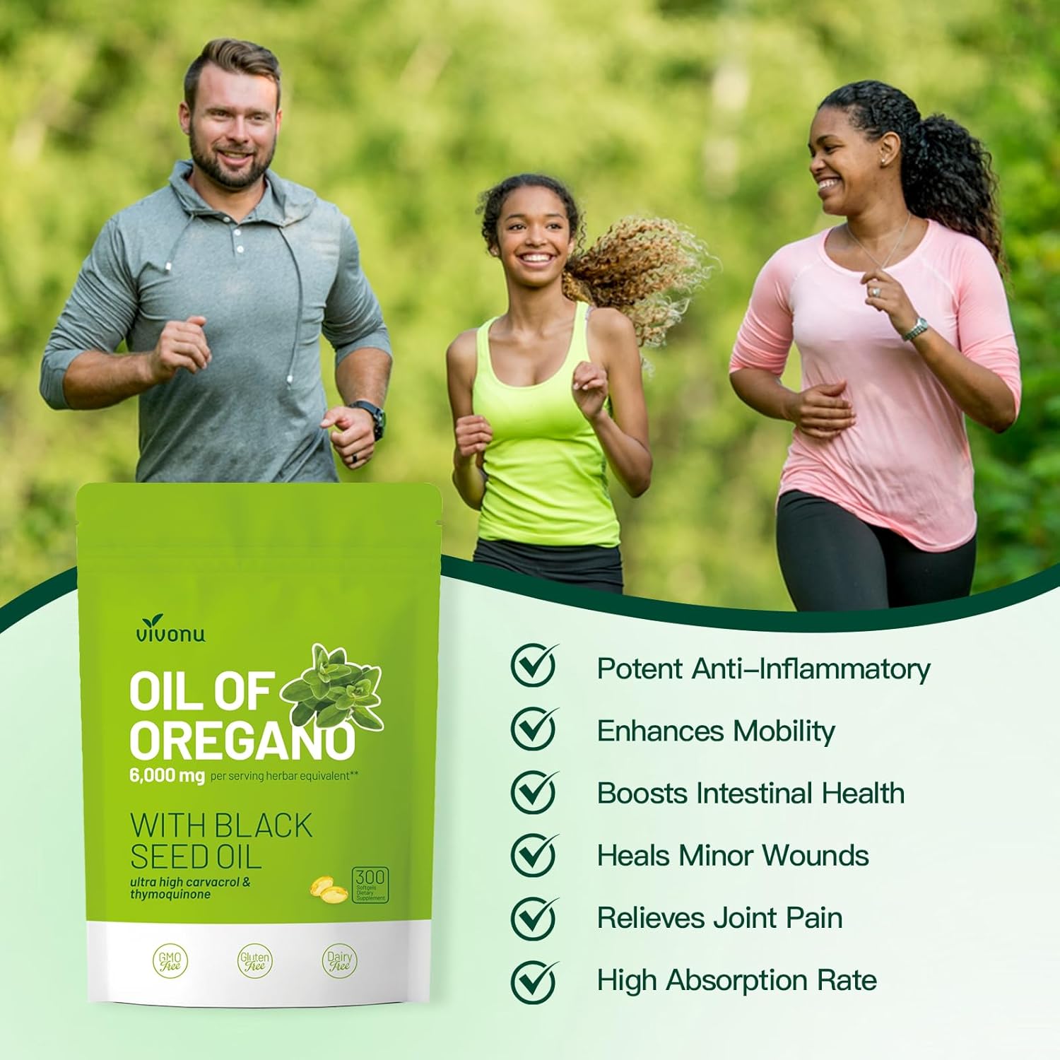 Organic Oregano Oil Capsules with Black Seed Oil for Immune Support - Non-GMO Softgels with Carvacrol & Thymoquinone