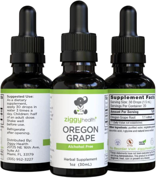 Organic Oregon Grape Root Herbal Tincture - Alcohol-Free Extract for Immune Support - 1oz by Ziggy Baby Health