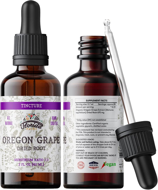 Organic Oregon Grape Tincture - Non-GMO Extract in Cold-Pressed Vegetable Glycerin - 2 oz