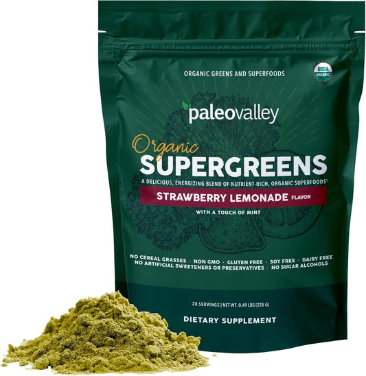 Organic Paleo Superfood Greens Powder for Immune Support - 28 Servings of 23 Organic Superfoods - Gluten-Free Paleo Green Blend