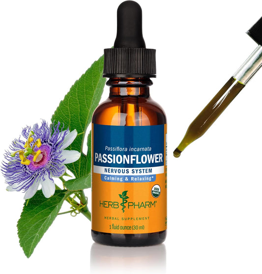 Organic Passionflower Extract 1oz for Mild Anxiety Relief - Herb Pharm Certified